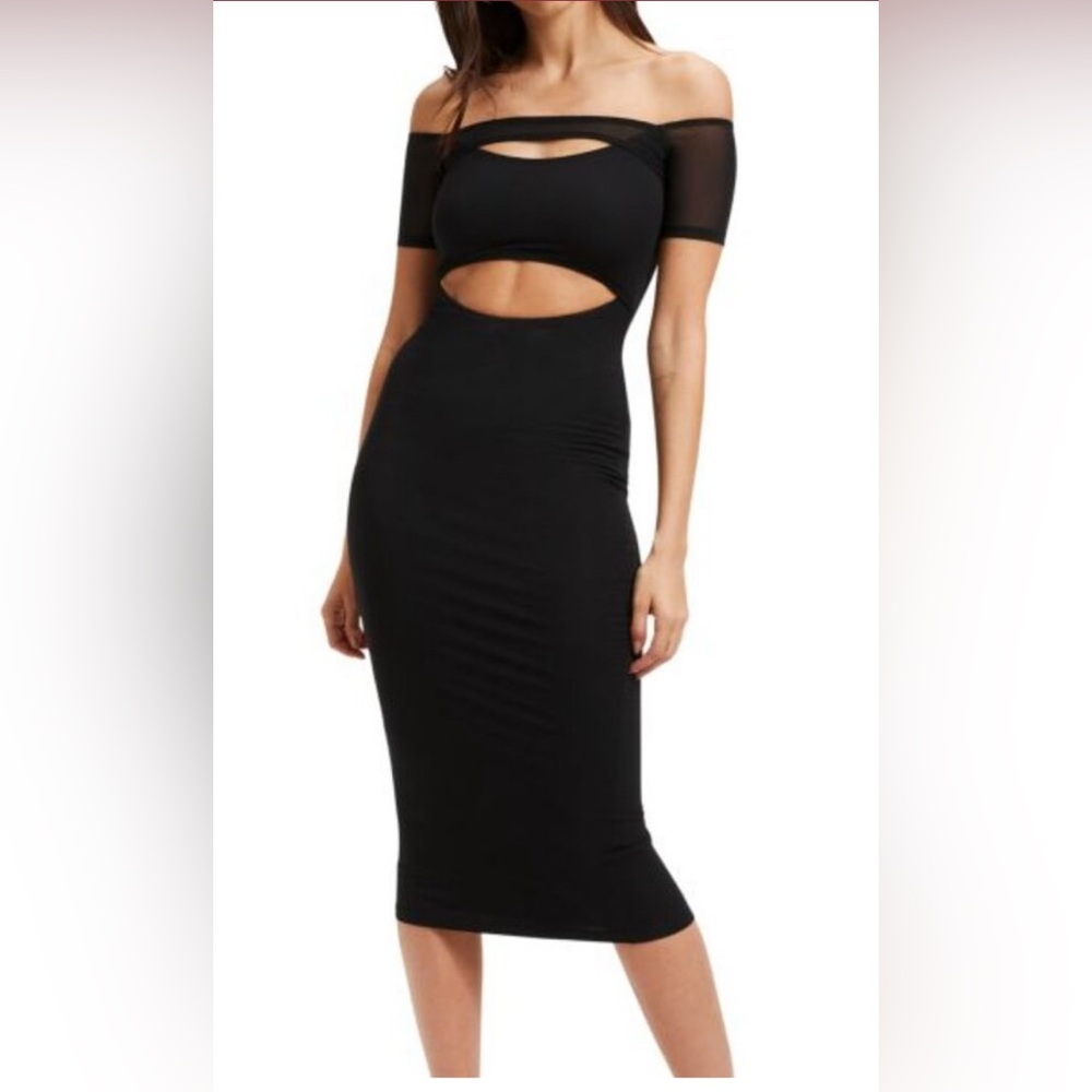 Good American Black Cut-Out Midi Dress